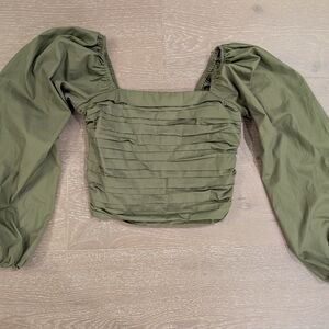 Abercrombie & Fitch Long Sleeve Ruched Bodice Puff Sleeve Top, Size Small